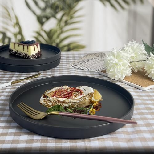 Teivio 24-Piece Kitchen Plastic Coupe Wheat Straw Dinnerware Set, Service for 6, Dinner Plates, Dessert Plate, Cereal Bowls, Cups, Unbreakable Unique Plastic Outdoor Camping RV Dishes, Black - Image 3