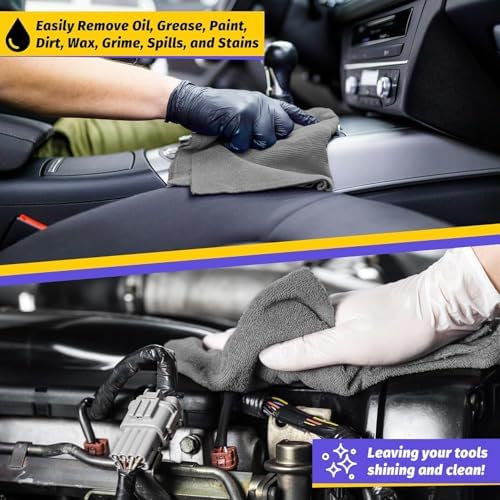 Microfiber Cleaning Cloth, 100 Pack Cleaning Rags Microfiber Towel Bulk Absorbent Lint-Free WashCloths, All-Purpose Towels for Cars, Shop, Automotive, Garage, Home Kitchen 11.5"*11.5", Grey - Image 4