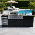 98-Inch 4-Burner Natural Gas Outdoor Kitchen Grill Island - 72000 BTU Stainless Steel BBQ, Refrigerator, Rotisserie, Stainless Countertops, For Patio, Lawn, Backyard, Black by Dvasovio
