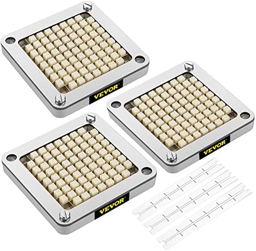 VEVOR Replacement Chopper Blade, 3/8 inch, 3 PCS French Fry Blade Assembly with 6 Extra Knives, Stainless Steel Dicer Parts and Push Block for Cutting Potatoes Carrots Onions Cucumbers Mushrooms by VEVOR