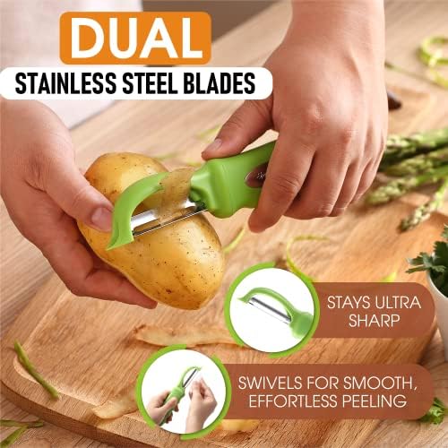 Spring Chef Swivel Vegetable Peeler with Soft Grip Handle, Set of 2, Green - Image 2