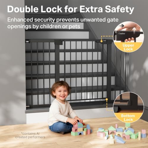Cumbor 29.7-51.5 in Extra Wide Baby Gate for Stairs, Dog Gate Indoor Black - Image 4