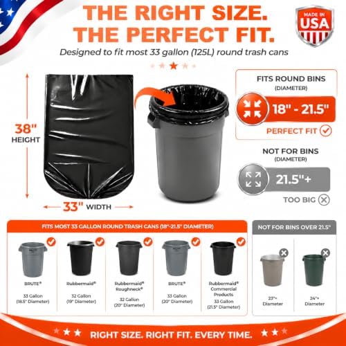 Delxo 30-33 Gallon Trash Bags, 250 Count Bulk Value Black Large Garbage Bag - Image 3