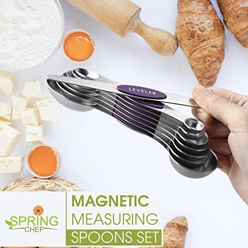 Spring Chef Stainless Steel Magnetic Measuring Spoons Set of 8, Purple - Image 2