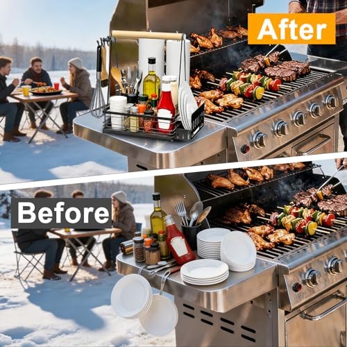 Grill Caddy BBQ for Outdoor Grill with 2 Paper Towel Holders - Image 5
