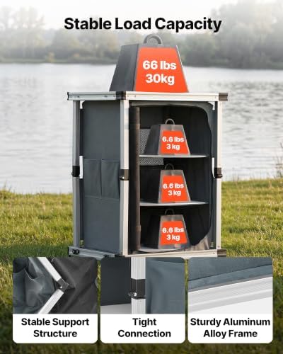 VEVOR Folding Camping Storage Cabinet, Outdoor Portable Lightweight Table - Image 5