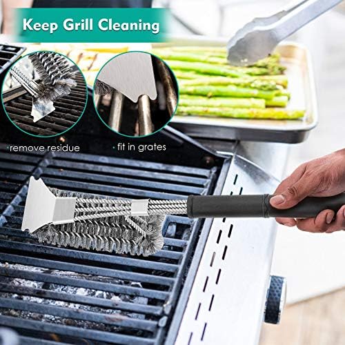 HaSteeL Grilling Utensil Set 18in, Stainless Steel BBQ Accessories Tools with Bag for Outdoor Cooking Camping, Heavy Duty Grill Spatula, Tong, Meat Fork, Basting Brush, Cleaning Brush, Man’s Gift - Image 6