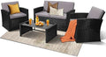 KROFEM 4 Piece Patio Furniture Set, Outdoor Wicker Conversation Set by KROFEM