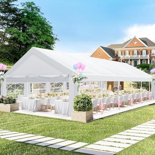 COBIZI Carport 16x32 FT Party Tent Heavy Duty, Storage Shelter Shed Portable Garage with 10 Removable Sidewalls & 4 Built-in Sandbag, UV 50+, Waterproof, Strong Wind Protection, White - Image 3