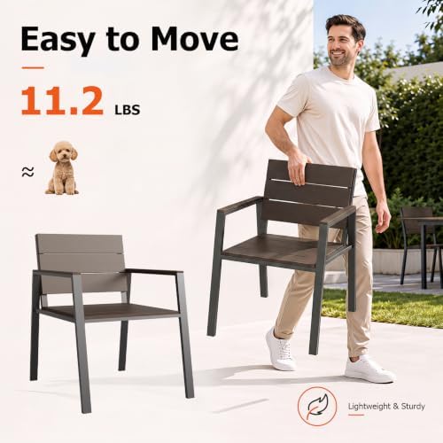 LazySunsets Outdoor Dining Set with Umbrella Hole (Charcoal, 7 Piece) - Image 5