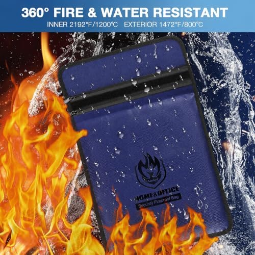 Andyer 2 Pockets Fireproof Document Bag (15"x11"), Protect Values from Fire - Image 3