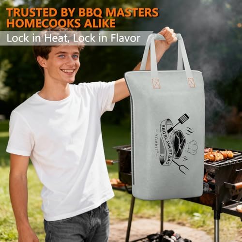 BBQ Blanket for Resting Meat,Barbecue Blanket for Resting Meat,21 Inch BBQ Blanket Meat Resting Bag,Reusable Smoker Grilling Meat Insulated Brisket Bag Grilling Gifts for Men(Gray-with Gift Box) - Image 7