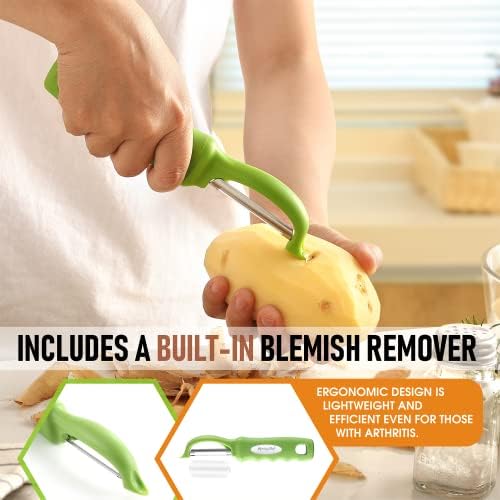 Spring Chef Swivel Vegetable Peeler with Soft Grip Handle, Set of 2, Green - Image 5