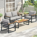 4 Pieces Patio Furniture Set for Outdoor Balcony, Light Grey by COMLAXFIELD