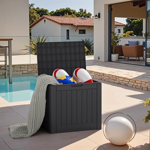 JUMMICO 42 Gallon Resin Deck Box Waterproof Outdoor Storage Box - Image 7