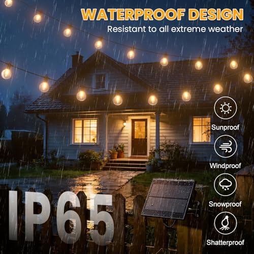 31FT G40 Solar String Lights Outdoor Waterproof IP65 with USB-Charging - Image 4