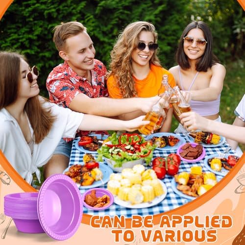 24 Pack 12 oz Disposable Plastic Bowls Dessert, Ice Cream, Salad, Soup Serving Cups for Party, Picnic, Food Snacks (Purple) - Image 4