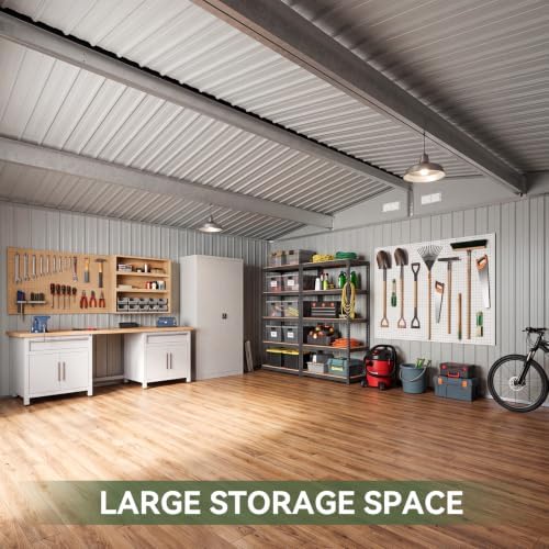 Aoxun 14x12 FT Outdoor Storage Shed with Lockable Double Doors, Brown - Image 4