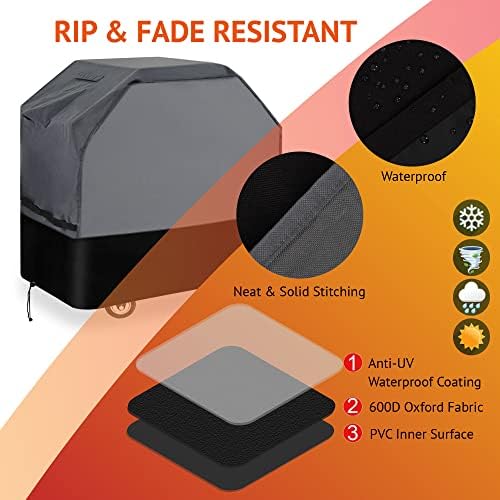 600D Oxford Heavy Duty BBQ Grill Cover 61Wx26Dx45H, Water Resistant - Image 5