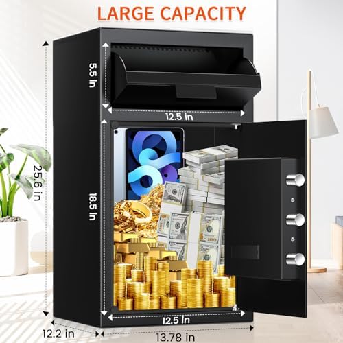 6.0 CU FT Extra Large Drop Safe for Business, Anti-Theft Money Drop Slot Safes with Digital Keypad and Spare Keys, Heavy Duty Depository Safe for Home Office Retail Store Business Mail Church - Image 4