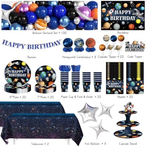 252pcs Space Birthday Decorations, All-in-One Set Serves 20 People - Image 2