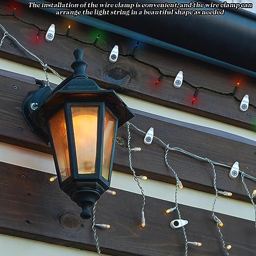Hooks for Outdoor String Lights Clips, Christmas Light Clips Weatherproof, Lights Hanger Hooks for Hanging Christmas Light, Fairy Light, Cable, Holiday Decor - White, 50 Pack - Image 4
