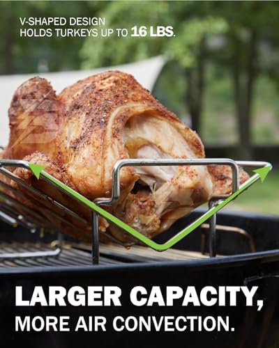 Turkey Roasting Rack, V-shaped Rack for Grilling - Stainless Steel Dual-purpose BBQ Rib Rack for Smoking, Turkey Cooking Racks for Roasting Pan, Ideal for Smoker, Large Egg, Classic Joe, Weber, etc. - Image 4