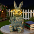 Reading Rabbit Garden Decor with Solar-Powered Glasses Light by zuzuzen