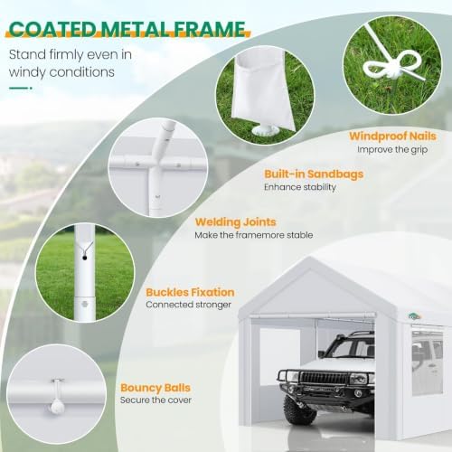 COBIZI Carport Canopy 12x20 Heavy Duty Portable Garage - Image 5