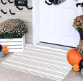 Grey and White Striped Layered Doormat 24"x35"Washable Door Mat Outdoor by BUAGETUP