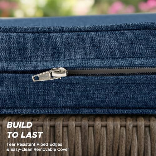 Outdoor Chair Cushions, Set of 4, 20 x 20 Inch, Navy Blue - Image 6