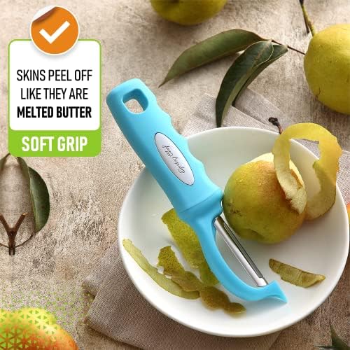 Spring Chef Swivel Potato Peeler with Soft Grip Handle, Set of 2, Aqua Sky - Image 6