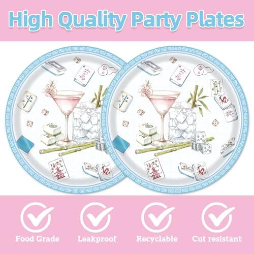 40pcs Mahjong Party Supplies Mahjong Plates and Napkins for Family Birthday, Game Night, Mahjong Night Party Decorations,Suitable for 20 Guests - Image 3