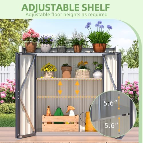 AECOJOY Outdoor Storage Cabinet Waterproof with Floor & Adjustable Shelves - Image 3