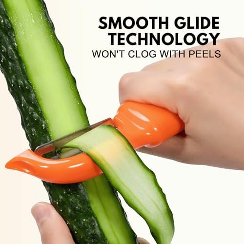 Rainspire Vegetable Peeler Potato Peelers for Kitchen, Sharp Stainless Steel Blades Veggie, Comfortable Handle Fruit Peeler, Carrot Peeler Apple Peeler Dishwasher Safe, Orange, 1-Pack - Image 4