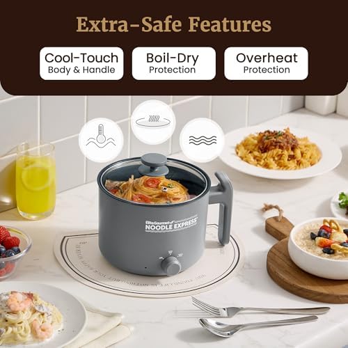 Elite Gourmet Noodle Express Electric Hot Pot, Ceralast Non-Stick, Grey, 1.3 Quarts (Pack of 12) - Image 6
