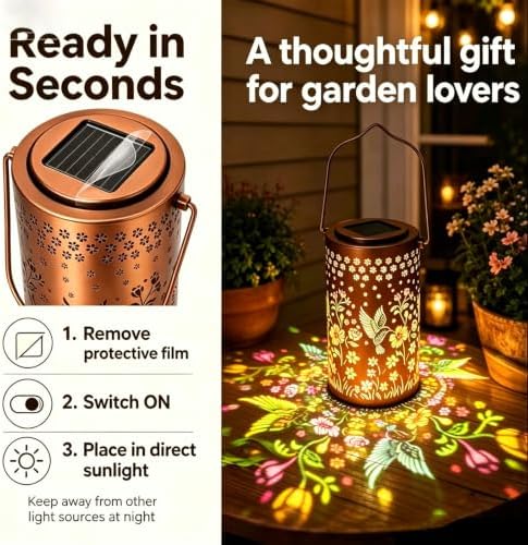 Hummingbird Colorful Solar Lantern Outdoor Waterproof, Garden Gift - Image 2