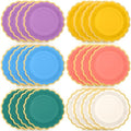 48 Pcs Boho Rainbow Paper Plates 9 Inch Scalloped by Tiangrid