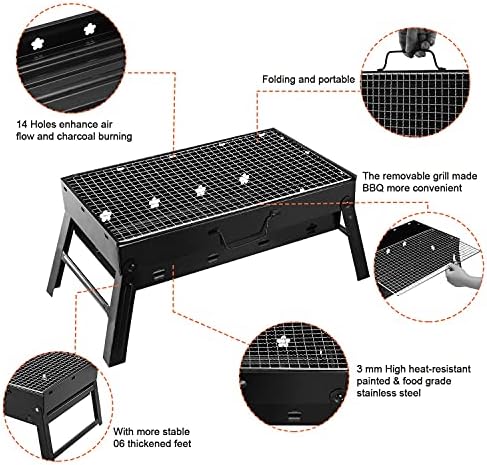 KOCASO Portable Charcoal Grill Foldable - Lightweight BBQ Smoker Grill for Camping, Tailgating, Picnics & Outdoor Grilling, Compact Design with Removable Ash Catcher - Image 4