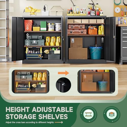 Letaya Metal Storage Cabinets with Lock Door,2 Adjustable Shelves Organizer Steel Storage Cabinets for Home,Office,Warehouse,Garage,Employee Lockers(Black) - Image 5