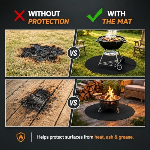 38inch Fire Pit Mat, Round Under Grill Blanket for Outdoor Grill, Fireproof Mat, Oil Proof Waterproof Under Floor BBQ Accessories Protector for Solo Stove Accessories - Image 3