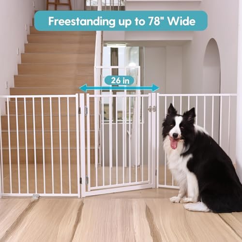 No Pawblems Freestanding Dog Gate with Door for Indoor & Outdoor, 30'' Tall - Image 4