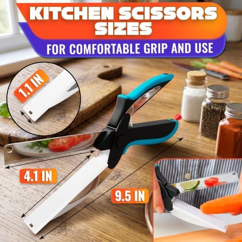 2 in 1 Kitchen Scissors for Food with Cutting Board, Safety Lock - Image 2