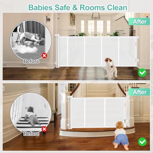 EZIGO 120 Inch Retractable Baby Gates Extra Wide Reinforced Baby Dog Gate - Image 4