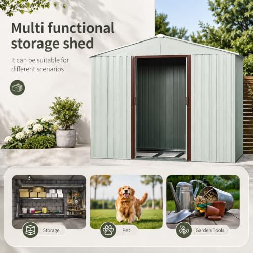 8X4 FT Outdoor Metal Storage with Lockable Sliding Doors - Image 6