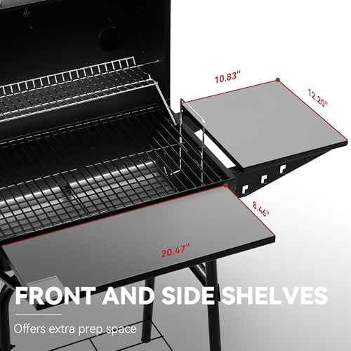 Royal Gourmet CC1624 Barrel Charcoal Grill with Side and Front Shelves - Image 5
