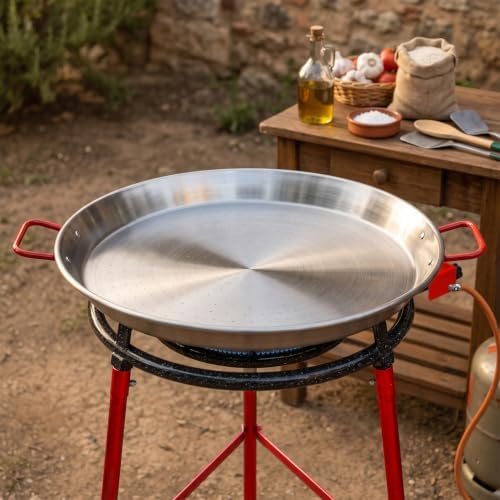 Magefesa 28" Carbon Steel Paella Pan – 70 cm - 25 Servings, Durable & Lightweight with Dimpled Surface, Ideal for Outdoor Cooking & Traditional Valencian Paella - Image 2