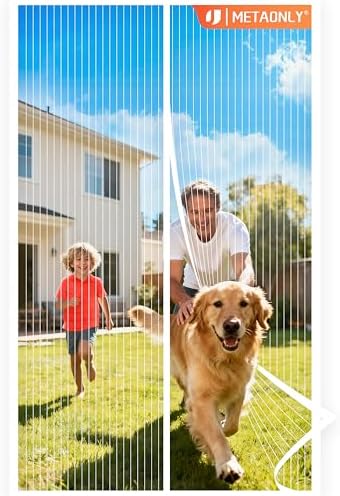 METAONLY Magnetic Screen Door Mesh, Works for Patio, Sliding Door, Keeps Bug Mosquito Out, Fresh Air Flow, Fits 36" x 80" Door - Curtain Size 38" x 82", White by Giveyouthebestexperience