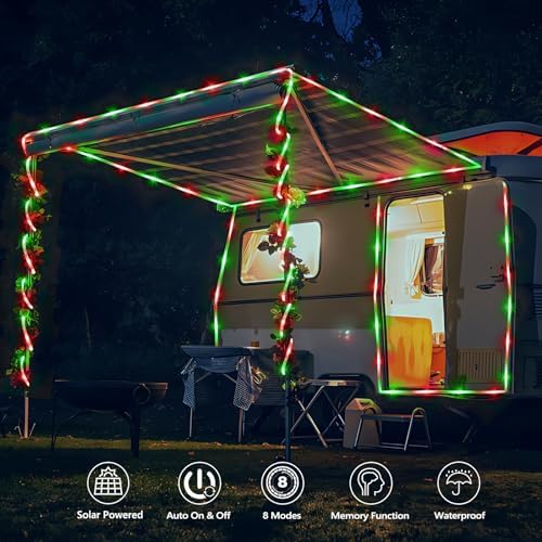 Solar Rope Lights, 33ft 100LED Solar String Lights, 8 Modes, Waterproof - Image 2