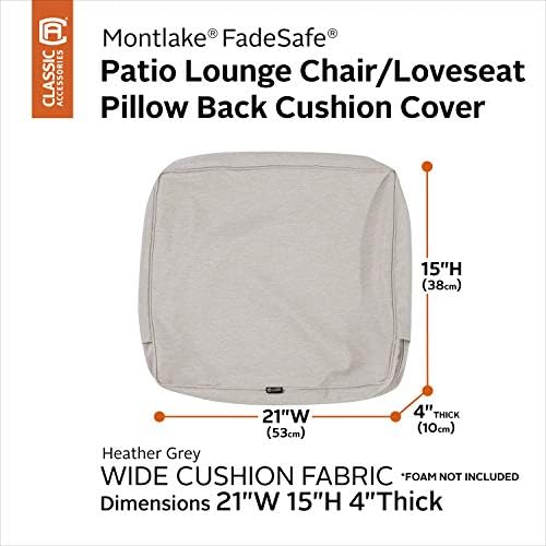 Classic Accessories Montlake FadeSafe Water-Resistant Patio Lounge Back Cushion Cover, 21 x 15 x 4 Inch, Heather Grey, Patio Furniture Cushion Covers - Image 2